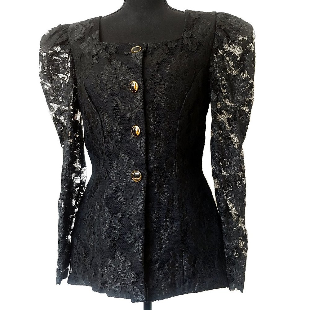 Victorian Vampire 1980s Goth Lace Top